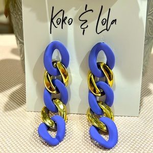 Pink and Gold Acrylic Chain Link Earrings